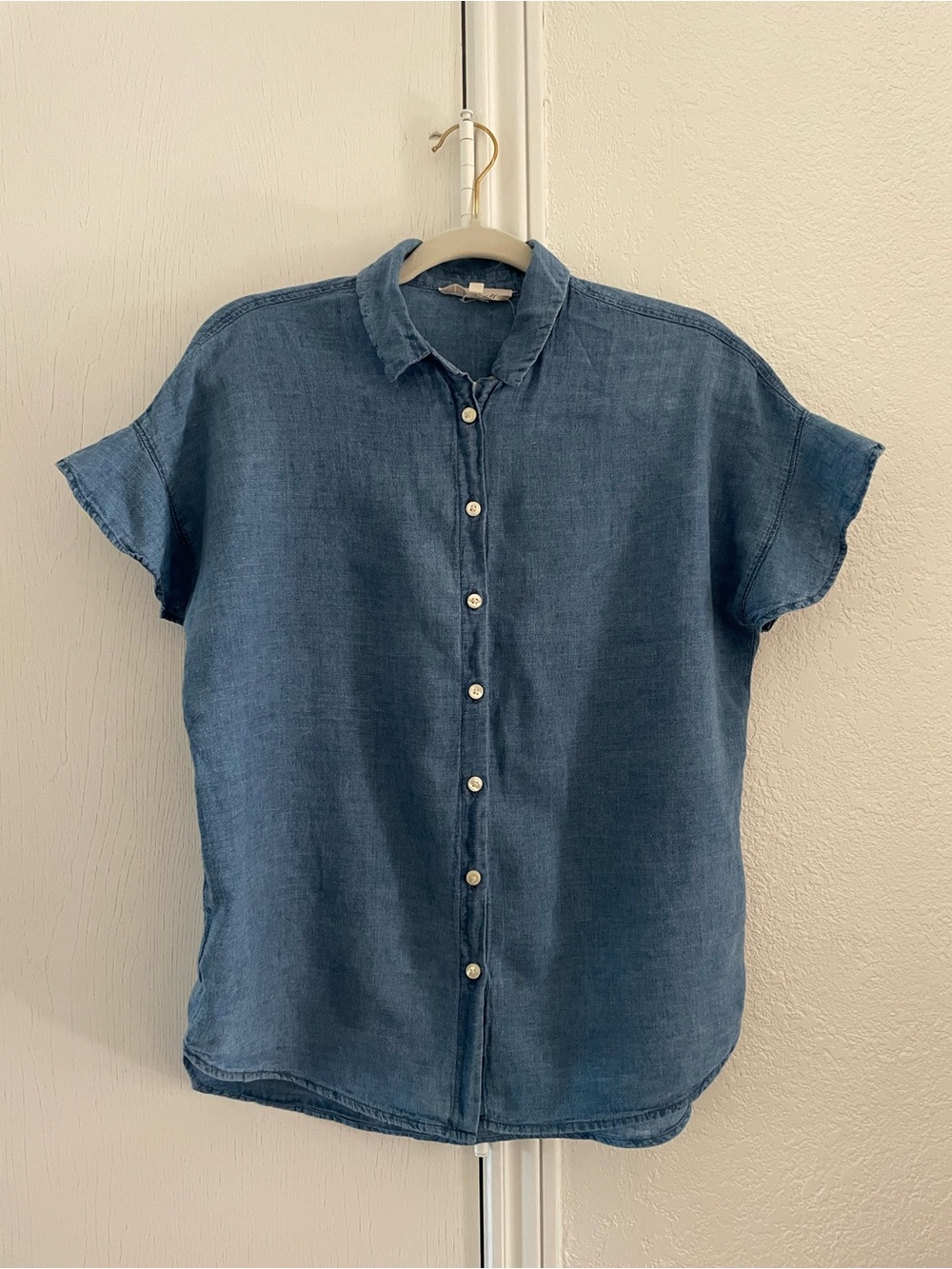 Madewell Central Ruffle-Sleeve linen cotton blend button down shirt, size small - Picture 4 of 7